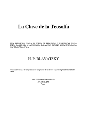 LA CLAVE DE LA TEOSOFIA