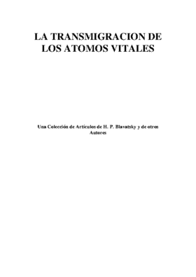 LA TRANSMIGRACION DE LOS ATOMOS VITALES